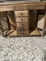 Rustic Wooden Jewelry Box Organizer ! Layer Display for Rings