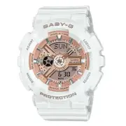 BABY-G BA-110X-7A1 | White & Rose Gold Sporty Analog-Digital Watch | Shock Resis