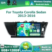 DAB+ Head Unit Android 14 For Toyota Corolla Sedan 2013-2016 Car Stereo HDMI AHD