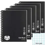 Spirax P592G Grid Book 5mm 240 Page (Black) [5 Pack]
