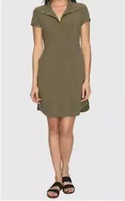 Prana Shadyn Snap Front Shirt Dress Womens Size Small Stretch Green Pockets