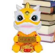 Chinese Lion Figure,Small Solar Lion Craft Decoration | Decorative Desktop Lion Ornament, Swinging Toy for Dashboard Ornament