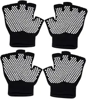 Ipetboom 2Pairs Non Slip Half Finger Gloves for Yoga Sports Comfortable Fingerless Workout Gloves Black for Enhanced Grip and Durability