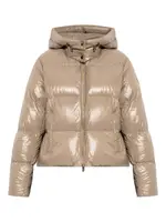[Moose Knuckles] Moose Knuckles-Piumino Moonstone Effetto Lucido Con Cappuccio Rimovibile-Donna L
