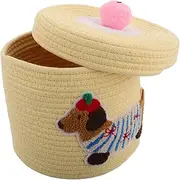Cute Dog Storage Basket with Lid Cotton Rope Organizer Decorative Basket for Car Nursery Dust Water Resistant for Pet and Sundries