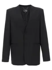 [Mm6 Maison Margiela] Mm6 Maison Margiela-Single-Breasted Blazer Nero-Uomo 50IT Black