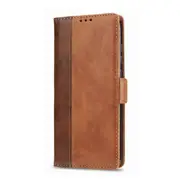 For Xiaomi Redmi Note 8 Retro Texture Contrast Color Splicing Horizontal Flip TPU + PU Leather Case with Card Slots & Holder & Wallet(Brown)