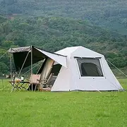 Family Camping Tent, Pop Up Tent 4 Person Family Dome Tent Waterproof Windproof with Roof Skylights, 2 in 1 Double Layers Outdoor Tents for Camping Hiking Backpacking