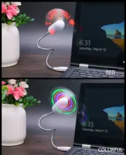 12" USB LED Fan Red Mini FAN Flash Light for COMPUTER Laptop PC Desk Flexible