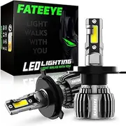 FateEye H4 LED Headlight Bulb,13000LM Super Bright LED Car Headlight Conversion Kit, 60W Top-Level Chip, Turbo Fan Desigh Halogen Headlight Replacement Temperature Control, 6500K, Plug and Play (H4)