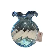 Murano Glass Vase XL optic Swirled Glass Aquamarine