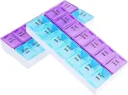 Beavorty Compartment Pill Box Daily Medicine Organizer Food Grade Plastic Push Button Lock Safe Storage for Seniors Women Men Mom Dad Grandma