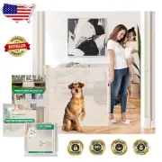 Beige Indoor/Outdoor Retractable Baby & Dog Gate: 55” Wide Safety Barrier
