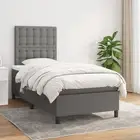 Box Spring Bed King Single Size Dark Grey Mattress Fabric 106x203 cm 5080