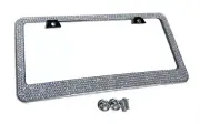 7 Rows Bling Neon Bling Diamond Rhinestone METAL License Plate Frame+Caps