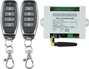 DC 12V 24V 36V Wireless Remote Control Switch 433Mhz 4CH Remote Relay Receiver with 2 Transmitters for Garage Door Openers,Motors,LED Lights and More Wireless Control