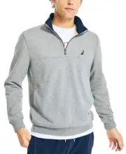 Nautica Men's Fleece Sweatshirt Grey Quarter-zip, X-Small XS