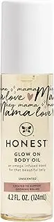 Honest Mom Care Glow On Body Oil - Unscented by Honest for Women - 4.2 oz Body Oil, 124.21080000000001 millilitre