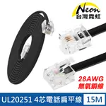 UL20251無氧銅線28AWG4芯電話扁平線15米