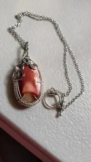 Mookaite Wire Art Stainless Steel Necklace Handcrafted.