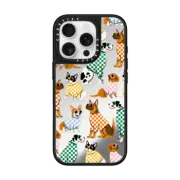 iPhone 16 Pro Mirror Case MagSafe Compatible Checkered Puppy Pack