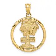 14k Yellow Gold SAN DIEGO Palm Tree Circle Charm