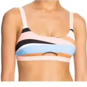 New Bright White Multi ROXY Paradiso Passport Bralette Bikini Swim Top Sz XL