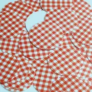 Round Sequin 1.5" Red White Gingham Plaid Checker Pattern Opaque