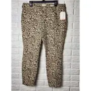 NWT Wonderly Women's size 14 Skinny Ankle pants Leopard print Sleek Sculpt