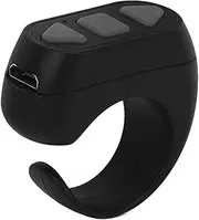 Bluetooth App Page Turner, Remote Control Scrolling Ring Clicker Phone Video Recording Remote for TIK Tok, Reading, Hone Finger Remote Holder for iOS Android (Black)