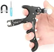 Archery Compound Bow Release Aids 360° Rotatable Thumb Release Aluminium Alloy Thumb Trigger with D Loop for for Right Hand and Left Hand Compound Bow Accessory