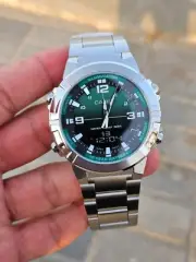 Casio AMW-870DA-3AVDF Men's Analog-Digital Watch | 10-Year Battery | Green Dial