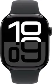 Apple Watch Series 10 - 64GB - Jet Black-Aluminum-Sport Band-Black - GPS - 46mm - Jet Black - Aluminum - Black - Sport Band - S/M Size - Rubber - Refurbished (Excellent Condition)