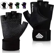 HTZPLOO Weight Lifting Gloves Fitness Gym Gloves with Wrist Wraps Full Palm Pad & Enhanced Grip for Bodybuilding, Cross Training, Fitness Exercise Men & Women