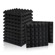 12 Pack Black Foam Acoustic Panels Sound Absorption For Studio And Home