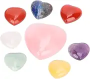 8Pcs Crystal Stone Set, Heart Healing Crystals Stones, Clear Quartz Crystals Set, Heart Crystals Shaped Healing Stones for Meditation Divination Decoration