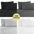 2022 2000TC 4 Pieces Soft Flat Fitted Sheet Set Single/Double/Queen/King/KS Size