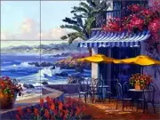 Tile Mural Backsplash Senkarik Ocean Seascape Patio Art MSA015