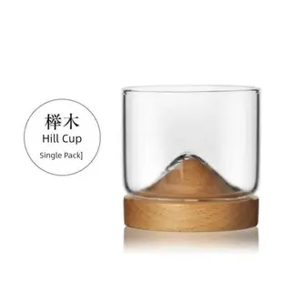 Whiskey Glass Mountain Wooden Bottom Wine Transparent Glass