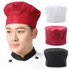 Flat Top Chef Hat Professional Headgear Pleated Design for Hotel Restaurant