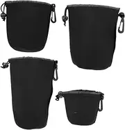 HONMEET 4Pcs Lens Storage Pouch for DSLR and Mirrorless Camera Lenses Neoprene Lens Protector Cases Portable Elastic Design for Photographers Protects from Moisture and Dust