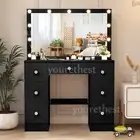 Black Dressing Table With Large Hollywood Makeup Mirror Vanity Table Makeup Desk