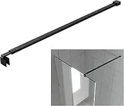 Matte Black Stainless Steel Wall-to-Glass Bathroom Shower Support Bar Arm for 5/16" 3/8" Thick Glass Door, 47 Inch Fixed Supporting Rod for Frameless Glass Panel