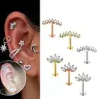 Labret Piercing Ear Ring Surgical Steel Stud Crystal Gem Flat Back Tragus Helix