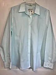 ORVIS Women Wrinkle Free Shirt Soft Green Stripe Top Long Sleeve Button Front 18