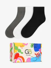 Advwin 3-Pair Ankle Socks Black/White/Charcoal