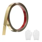 Mirrored Gold Peel Stick Wall Molding Trim with Glove,0.6"x 9.8Ft