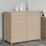 Garden Storage Cabinet Beige 83x45x76 cm Poly Rattan,Outdoor Storage Boxes 10KG-365546