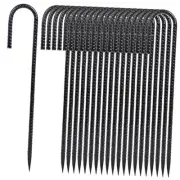 12 Inch Heavy Duty Rebar Stakes, 20-Pack Galvanized Steel J Hook Tent Stakes