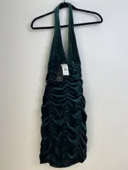 Aidan Mattox Green Velvet Off-Shoulder Neck Fit And Flare Dress 8